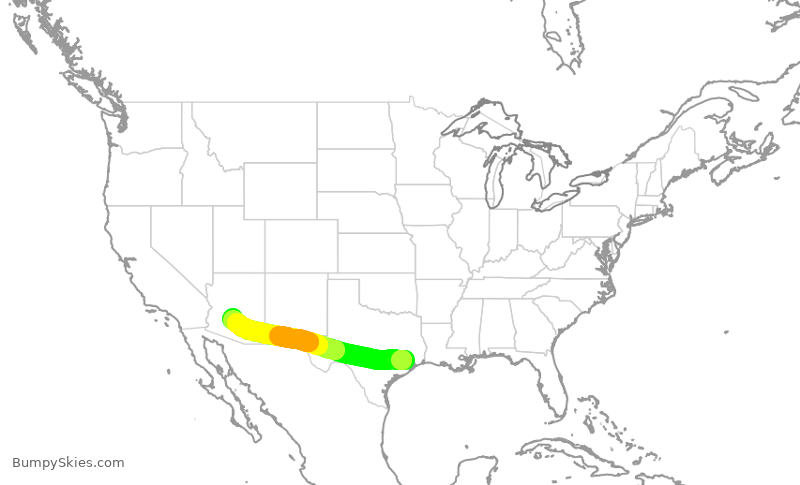 Turbulence forecast map for AAL640, IAH to PHX