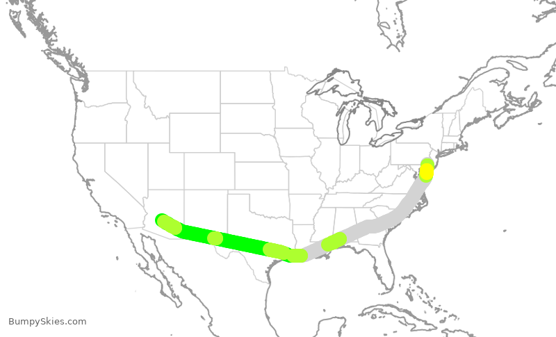 Turbulence forecast map for AAL646, PHL to PHX