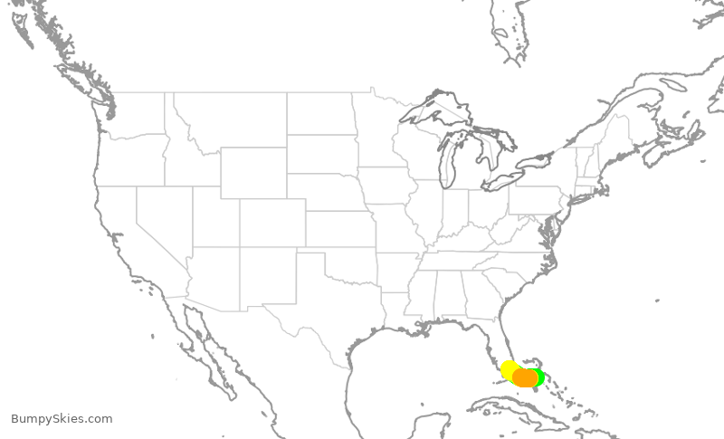 Turbulence forecast map for AAL648, NAS to MIA