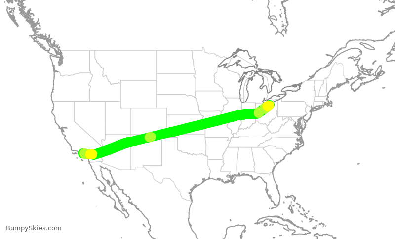 Turbulence forecast map for AAL650, LAX to CLE