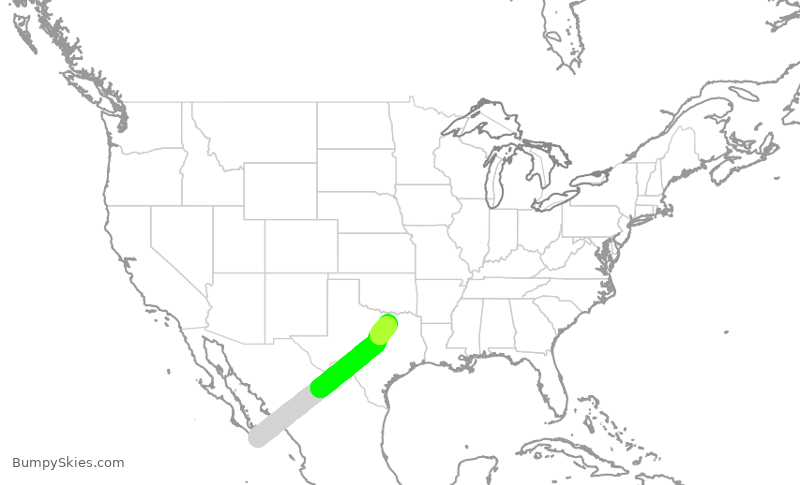 Turbulence forecast map for AAL661, SJD to DFW