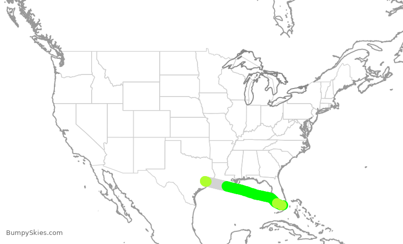 Turbulence forecast map for AAL678, IAH to MIA