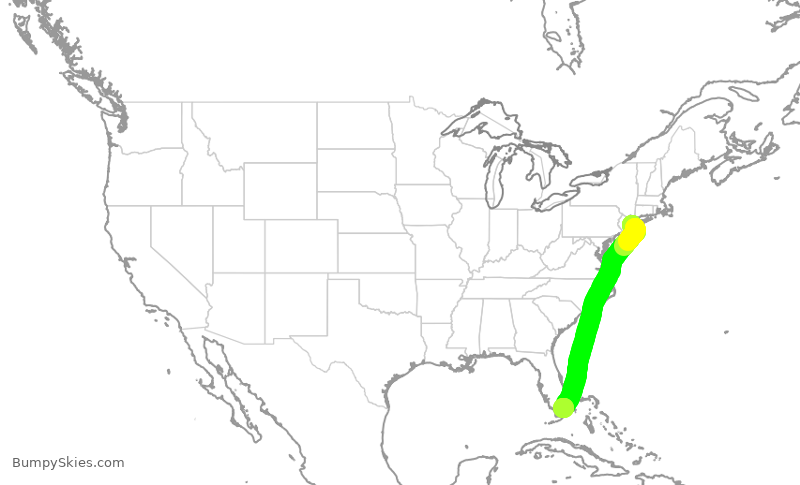 Turbulence forecast map for AAL688, JFK to MIA