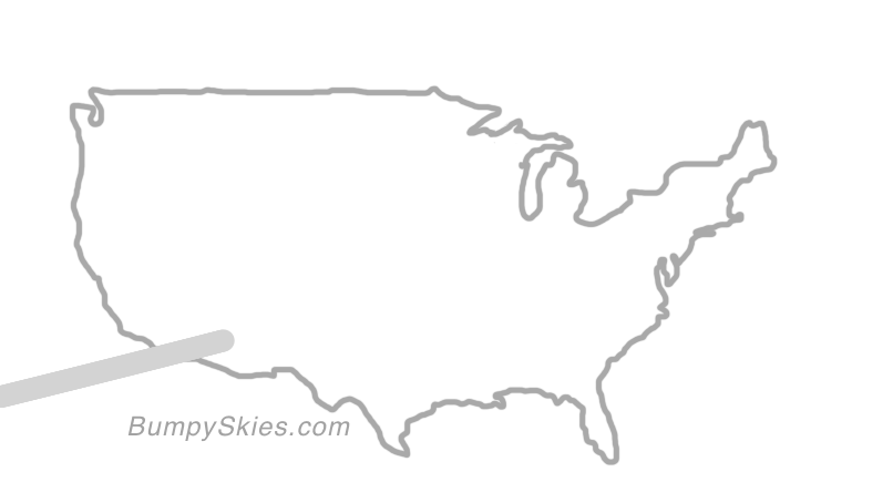 Map of continental US with illustrated flight path and turbulence forecast (described in text below)