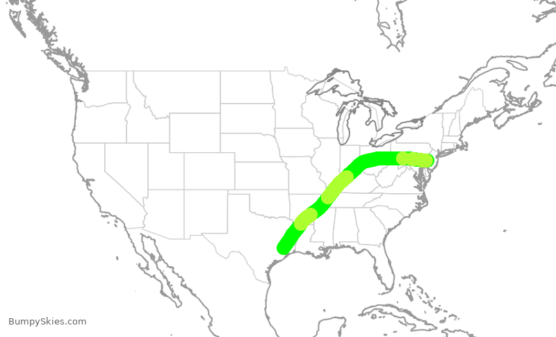 Turbulence forecast map for AAL698, IAH to PHL