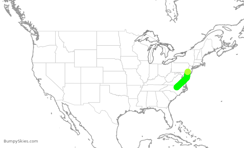 Turbulence forecast map for AAL706, PHL to RDU
