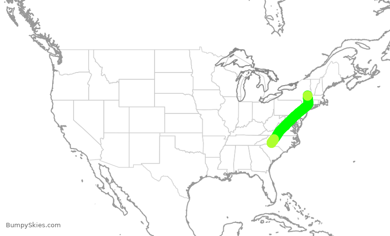 Turbulence forecast map for AAL710, ALB to CLT
