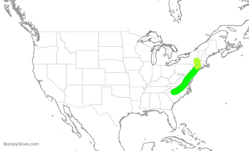 Turbulence forecast map for AAL710, CLT to ALB
