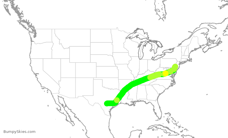 Turbulence forecast map for AAL711, SAT to PHL