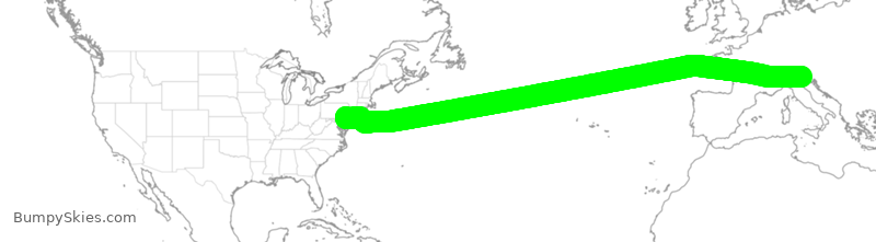 Turbulence forecast map for AAL715, IPZ to PHL