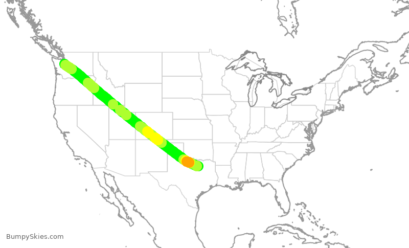 Turbulence forecast map for AAL717, DFW to SEA