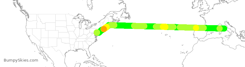 Turbulence forecast map for AAL719, FCO to PHL