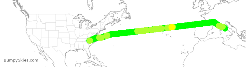 Turbulence forecast map for AAL720, CLT to FCO