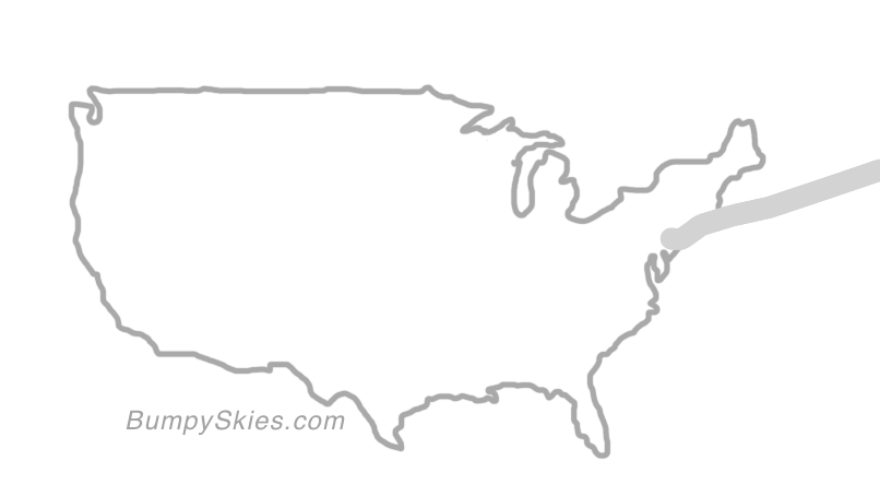 Map of continental US with illustrated flight path and turbulence forecast (described in text below)