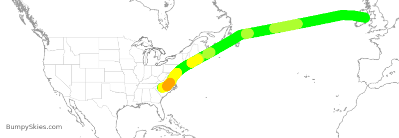 Turbulence forecast map for AAL724, CLT to DUB