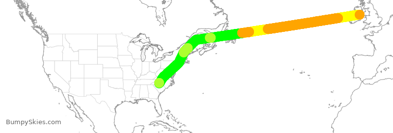 Turbulence forecast map for AAL725, IDW to CLT