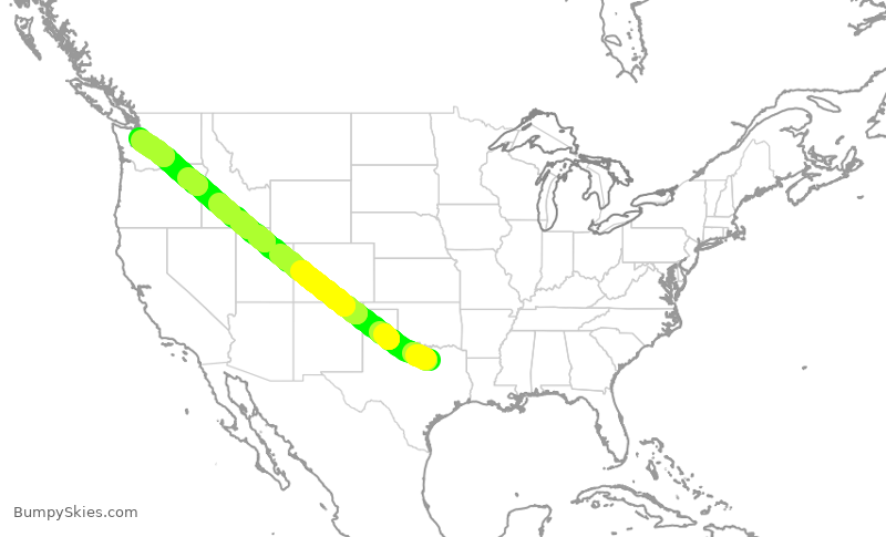 Turbulence forecast map for AAL727, DFW to SEA