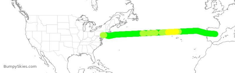 Turbulence forecast map for AAL740, PHL to MAD