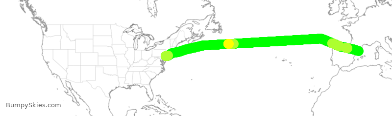 Turbulence forecast map for AAL742, PHL to BCN