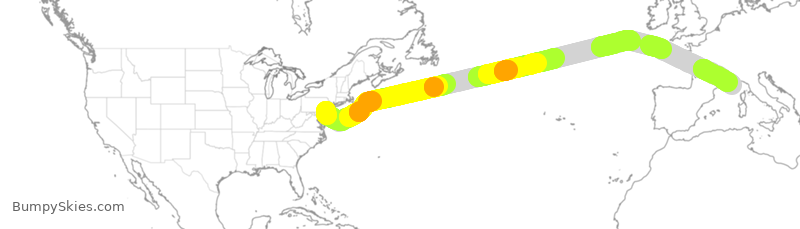 Turbulence forecast map for AAL746, PHL to NCE