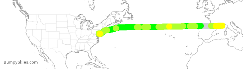 Turbulence forecast map for AAL747, NCE to PHL