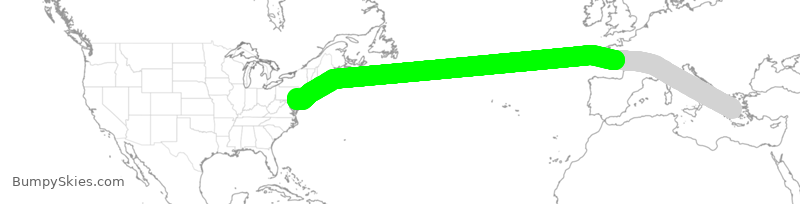 Turbulence forecast map for AAL759, GAV to PHL