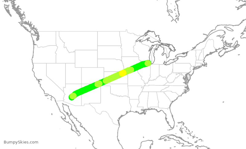 Turbulence forecast map for AAL769, ORD to PHX