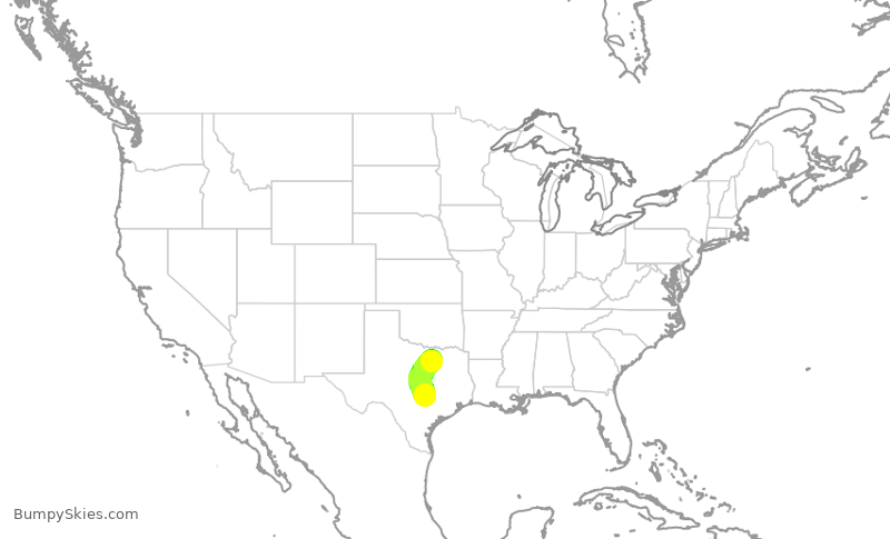 Turbulence forecast map for AAL773, AUS to DFW