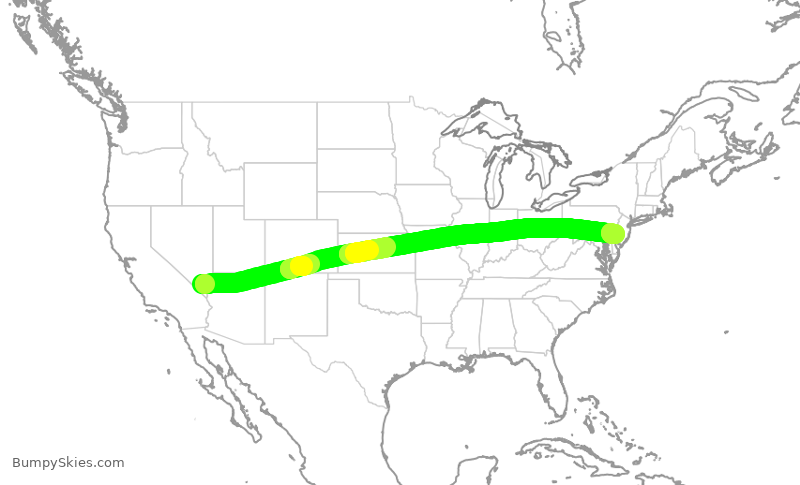 Turbulence forecast map for AAL779, LAS to PHL