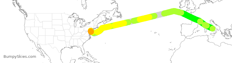 Turbulence forecast map for AAL780, PHL to NAP
