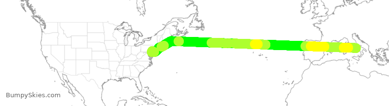 Turbulence forecast map for AAL781, NAP to PHL