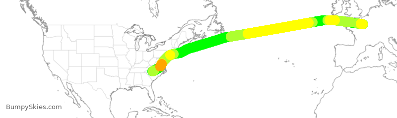 Turbulence forecast map for AAL786, CLT to CDG