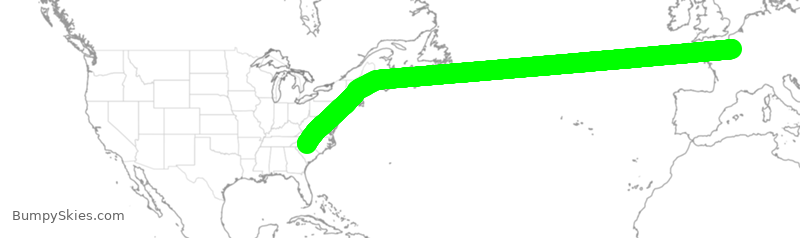 Turbulence forecast map for AAL787, FPG to CLT