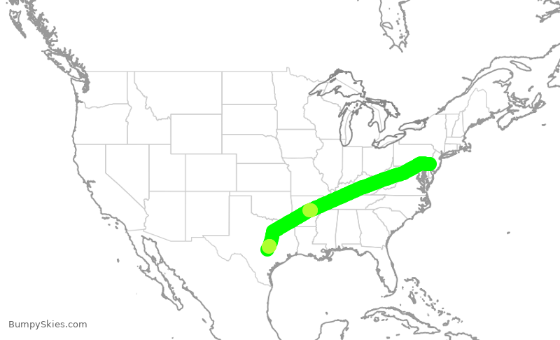 Turbulence forecast map for AAL801, PHL to AUS
