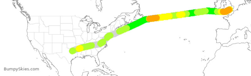 Turbulence forecast map for AAL80, DFW to GLL