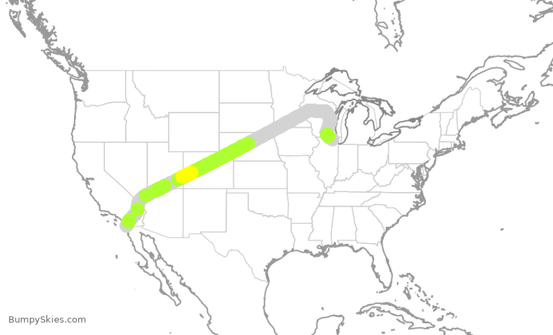 Turbulence forecast map for AAL811, SAN to ORD