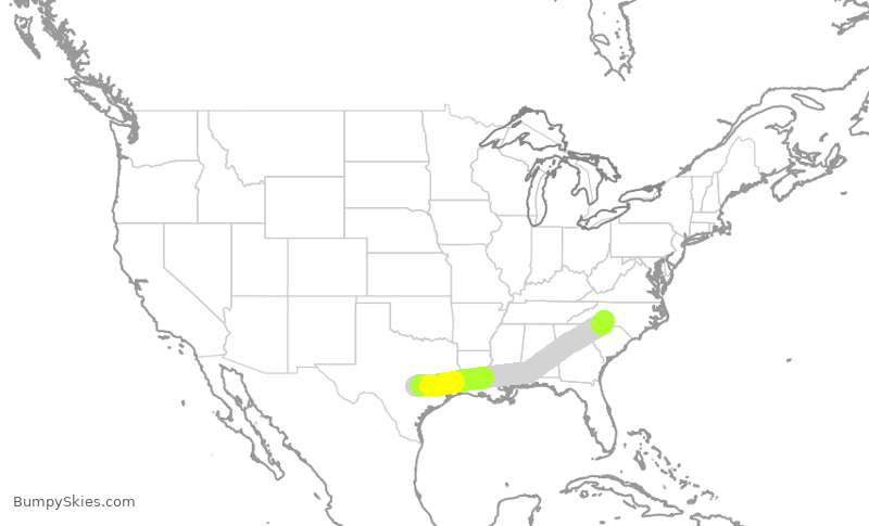 Turbulence forecast map for AAL818, AUS to CLT