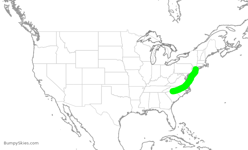 Turbulence forecast map for AAL822, CLT to JFK