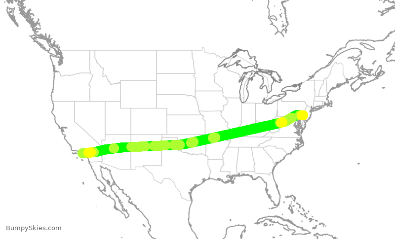 Turbulence forecast map for AAL824, PHL to LAX