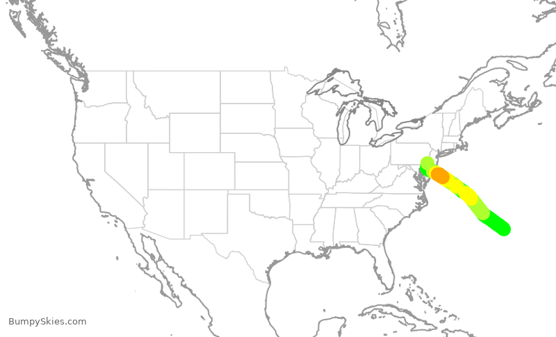 Turbulence forecast map for AAL825, PHL to BDA