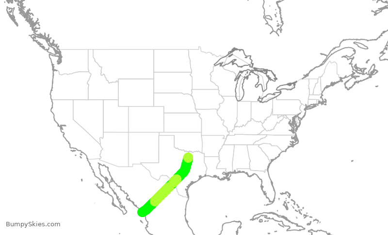 Turbulence forecast map for AAL839, DFW to MZT