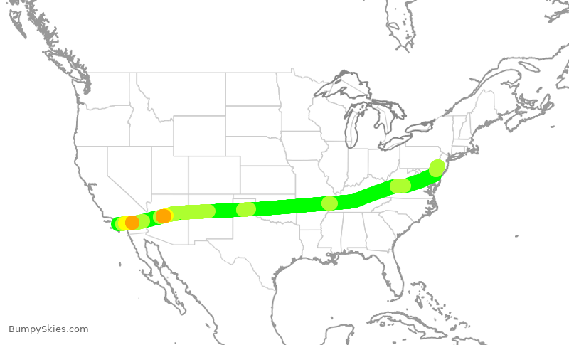 Turbulence forecast map for AAL839, LAX to PHL