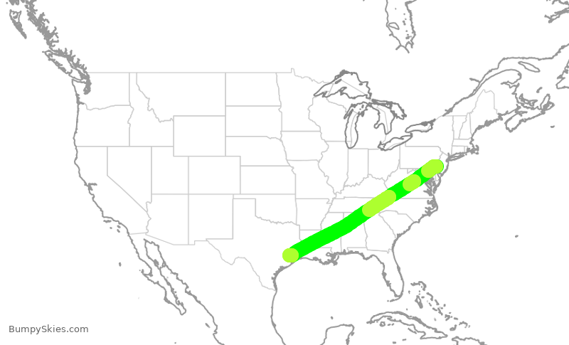 Turbulence forecast map for AAL840, PHL to IAH