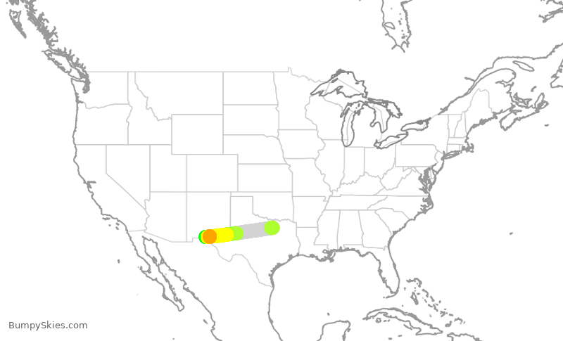 Turbulence forecast map for AAL841, DFW to ELP