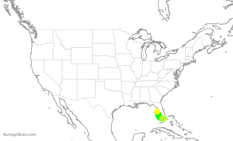 Turbulence forecast map for AAL842, TPA to MIA