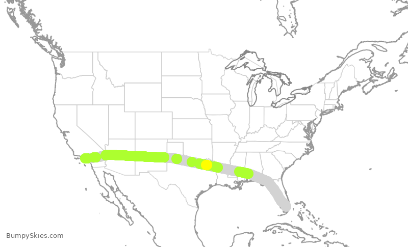 Turbulence forecast map for AAL843, MIA to LAX