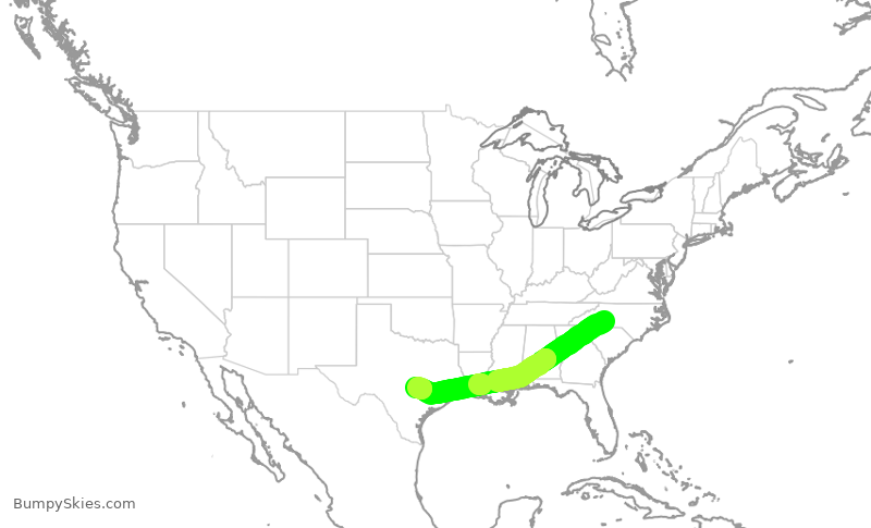 Turbulence forecast map for AAL846, CLT to AUS