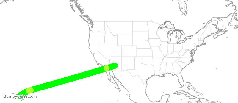 Turbulence forecast map for AAL847, PHX to OGG