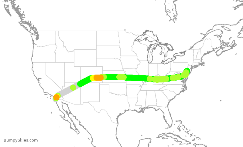 Turbulence forecast map for AAL857, SAN to PHL