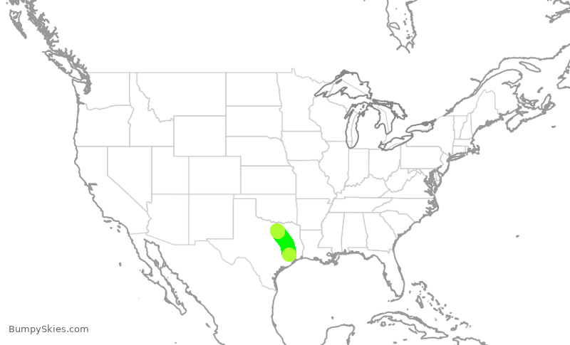 Turbulence forecast map for AAL860, IAH to DFW